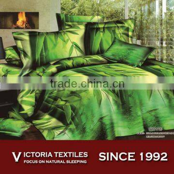 green color comforter set 3d print bedding sheets set bamboo pattern