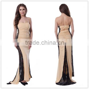 The most popular design long style elegent ladies strapless prom dress with low back