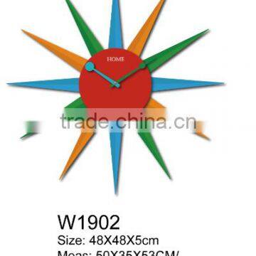 Hot selling sunshape wood wall clock for decoration