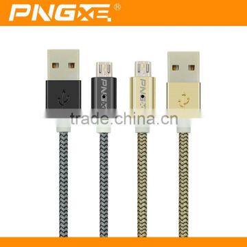 PNGXE 2015 Newest Coming Zinc Alloy Braided Super Fast Charging Led Micro Usb Cable Support For IOS9 System