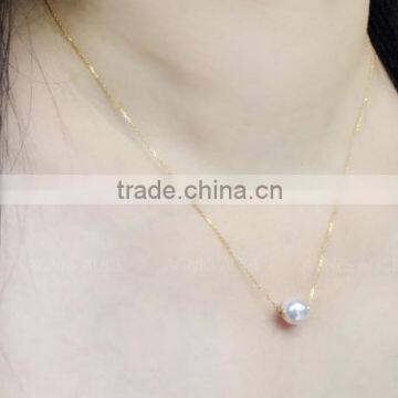 AAA Grade Fashionable Akoya Pearl Pendant 18k Gold Pendant 8-8.5mm Round Pearl Pendant Necklace photo-2