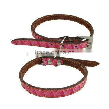 Stylish Small Pink Leather Collars for Dogs and Cats Personalized