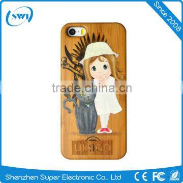 Fashion Real Wood Phone Case3D Carved Full Body Cover Wooden Case for iPhone 5/5s/SE