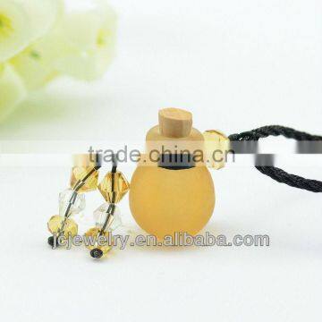 Amber Glass Bottle Vial Stopper Round Charm DIY Jewelry Necklace Focal Beads