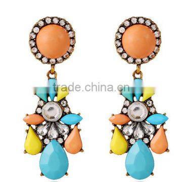 European and American fashion big earrings manufacturers selling Colored water drop gem luxury exaggerated earrings