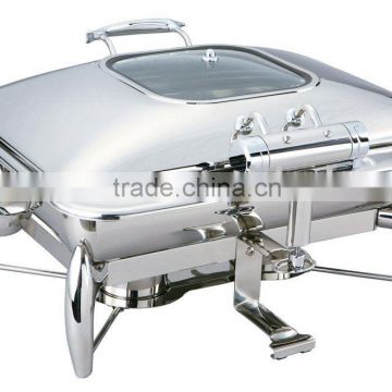 GW-11A-GL 9L Stainless Steel Exquisite Glass Lid Chafing Dish (Hydraulic System)