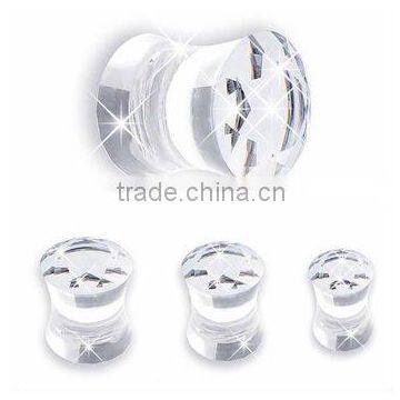 Facet-Cut CZ Diamond Saddle Plug (Clear) ear body jewelry piercing