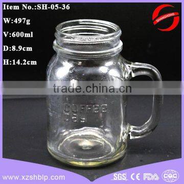 600ml glass mason drinking jars with handle