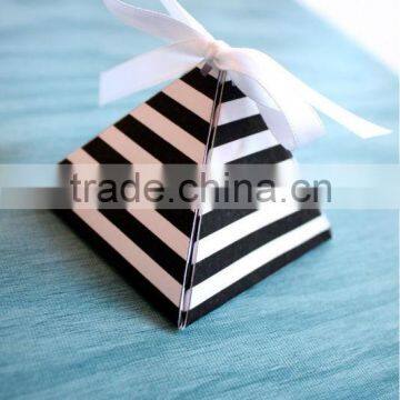 Black Horizontal Stripe Pyramid Box Many Color Options Wedding Favor Party Boxes