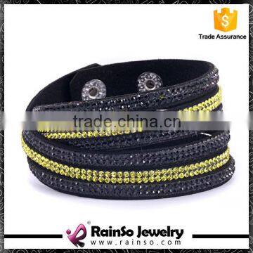Sparkle Crystal Black Yellow Germany Football Club Wrap Crystal Bracelet