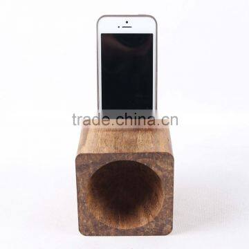 Mini wooden mobile phone loud-speaker