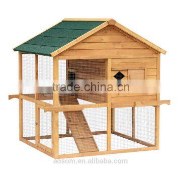 Pawhut Chicken Rabbit Cage Coop Ramp Nesting Box Wood Solid Overhead