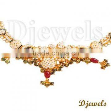 Gold Kundan Necklaces, 22K Indian Kundan Necklaces, Kundan Jewelry