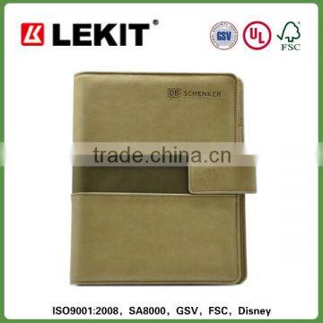 Book cover with ring binder and embossed logo