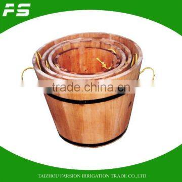 Burnt Finish 4Pcs Fir Wood Antique Design Wooden Flower Pot