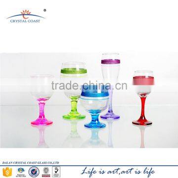 champagne glass red wine glass water glass with red and strips stem decoration