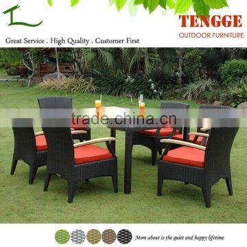 6 people rattan wood dining chair wicker wood garden furniture
