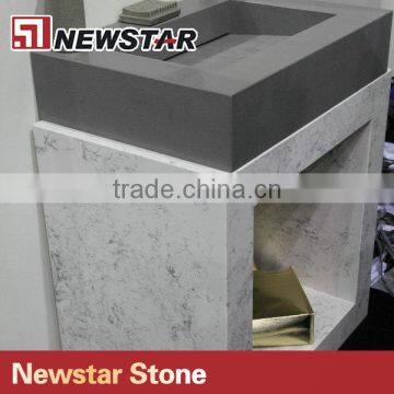 Newstar China Solid Surface Quartz Prefab Double Sink Vanity Top photo-3