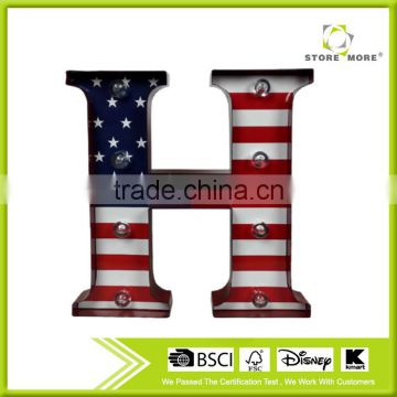 Store More Metal Alphabet Star-stripe H LED Light For Decoration