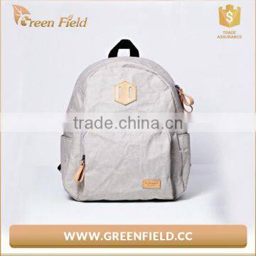 Hot Selling Street Style Washable Kraft Paper Backpack Grey Paper Backpack