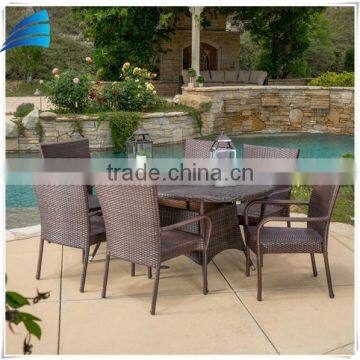 Rattan patio set 7pc poly wicker rattan dining set