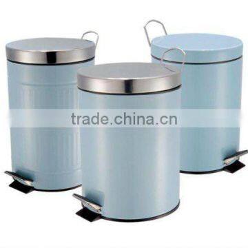 Blue Office Trash Bin Set of 3 Gialvanized Steel With Powder Coating Push Bin Factory