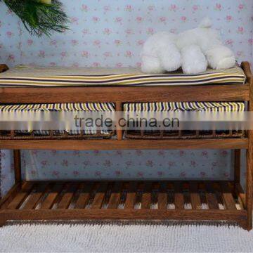 Wood Storage Cabinet Shoe Rack Bench With Drawer for Living Room photo-6