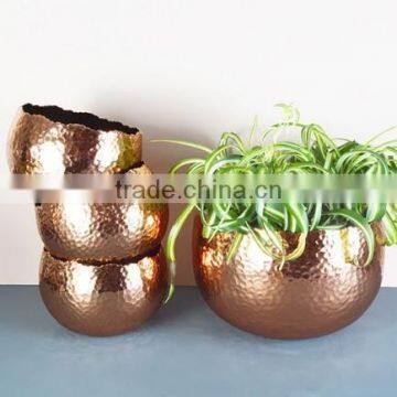 copper plated hammered bowl planters