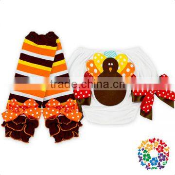 Brown Yellow Orange White Stripe Leg Warmers Baby Girl Leg Warmers Socks With Bows photo-4