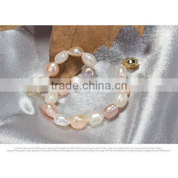 Mother's Gift 9-10mm Multicolor Baroque Freshwater Pearl Bracelet photo-6
