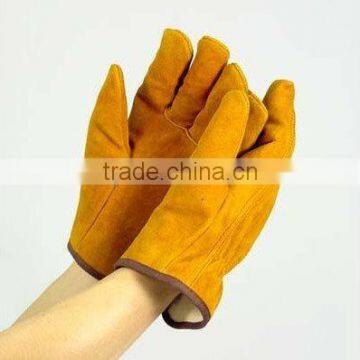 yellow cowhide driver glove