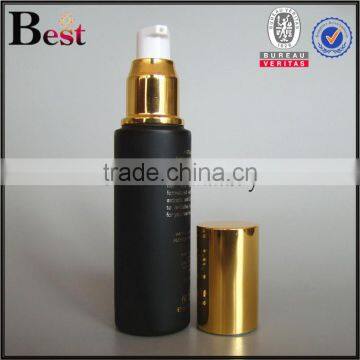50ml Hot Products Hot Stamping Black Frosted Glass Bottle With Gold Aluminum Pump and Cover for Lotion Cosmetic Packaging photo-6