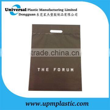 Personalized black CPE die cut handle turn over top plastic bag