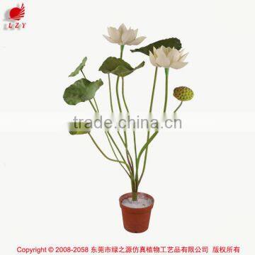 Nearly Nature Artificial 2 Flower Group of Lotus in Pot Bonsai Plant for Indoor decoration