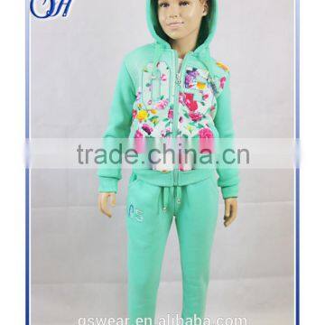 2016 Girls Clothing Set Flower Print Children's Hoodies Jackets+Long Sleeve Inner Shirt+Trousers Three-Piece Suits Kids photo-4