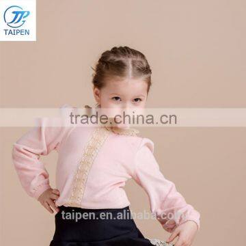 High Neck Girls Velvet t Shirt With Lace Children Clothing Pullover Long Sleeve t Shirt photo-2
