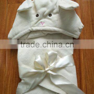 sheep cotton velour animal baby blanket with hood