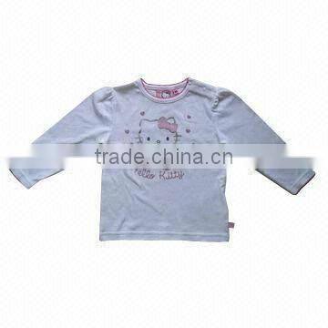 Children's long-sleeved T-shirt, healthy and fashionable design, made of 100% cotton, 160g weighs