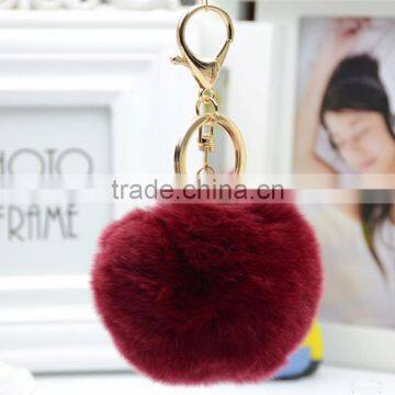 Myfur New Arrival Hotsale Colorful Pom Poms 8cm Rabbit Fur Ball Keychain