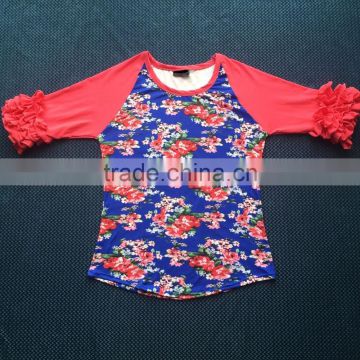 women fall clothings , women shirt , women floral raglan YW-00379