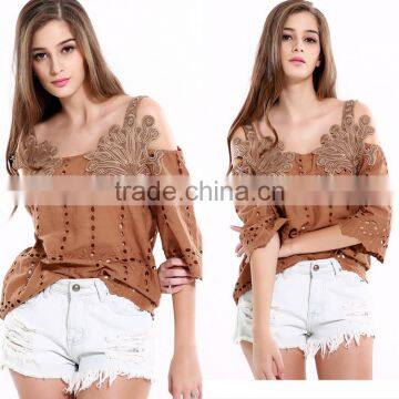 2017 Latest Fashion Design Sexy Ladies Top Women Casual Blouse photo-2