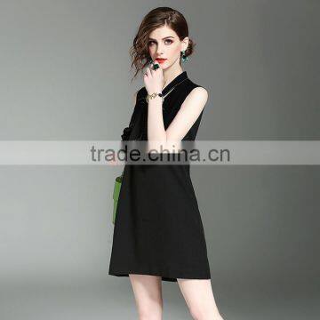 Dresses 2017 Summer High Grade V-neck Slim Sleeveless Elegant Lotus Leaf Swing Design Daily Dress for Women photo-3