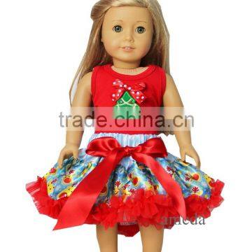 18" Doll Christmas Santa Green Pettiskirt with Tree Red Tank Top