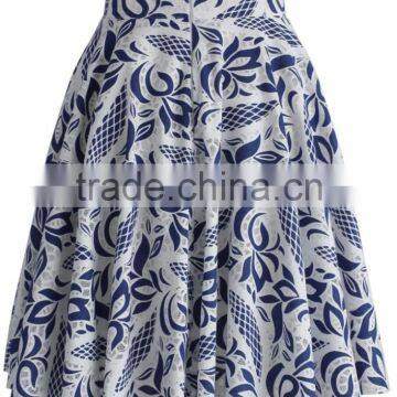 2016 Guangzhou Shandao Manufacturer High Quality Women Summer Ruffle A Line Vintage Printed Satin Pictures Fashionable Skirts photo-5