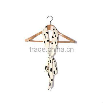 Chiffon Multifunction Skinny Scarf Black Off-white Rectangle Choker photo-3
