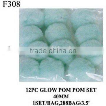 F308 12PC GLOW Pom Poms SET