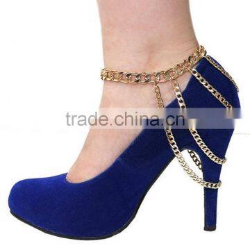 3 Layers Heavy Metal Tassel Chain Anklet Jewelry With High Heels