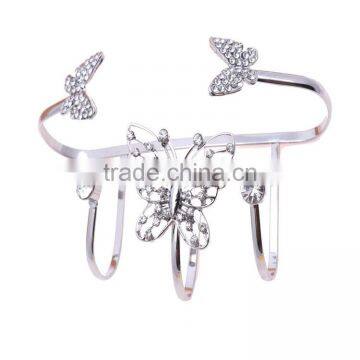 Silver Alloy Rhinestone Butterfly Knuckle Fingers Rings