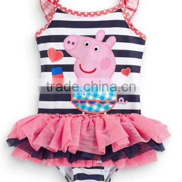 Popular cartoon ins hot sale kids swimsuit girls bathing suit children ruffled swimwear