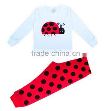 Ladybird pattern plain cotton custom printed pajamas for children